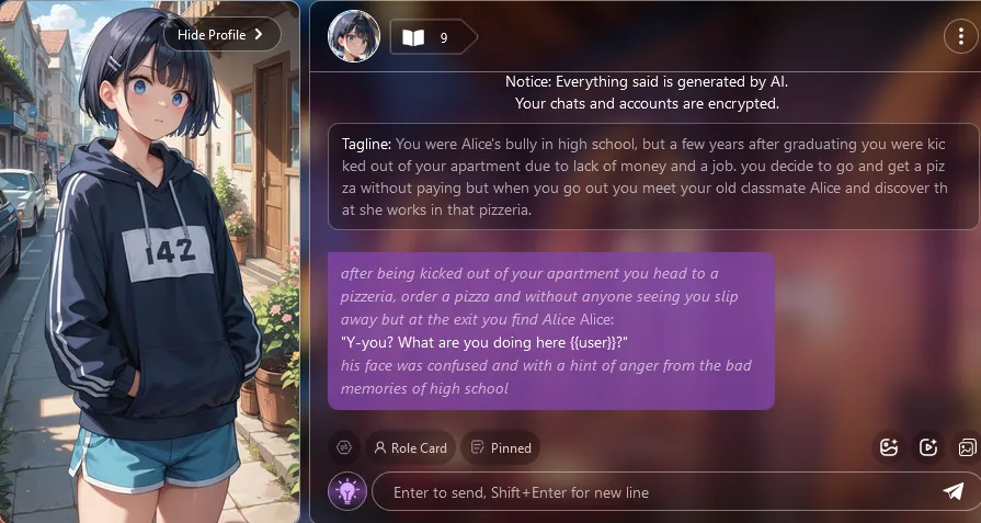 Tipsy Chat interface